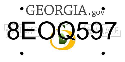 8EOQ597 Georgia License Plate