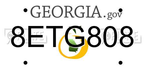 8ETG808 Georgia License Plate