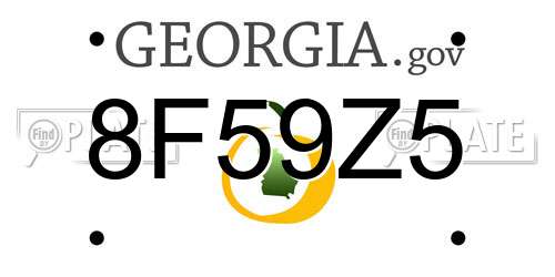 8F59Z5 Georgia License Plate