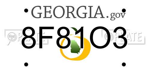 8F81O3 Georgia License Plate