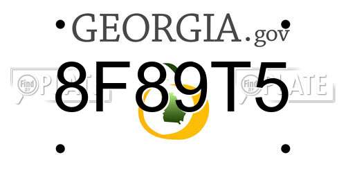 8F89T5 Georgia License Plate