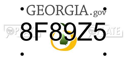 8F89Z5 Georgia License Plate