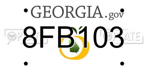 8FB103 Georgia License Plate