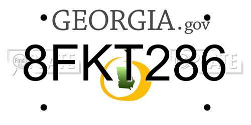 8FKT286 Georgia License Plate