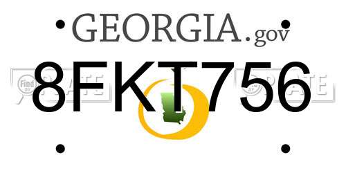 8FKT756 Georgia License Plate
