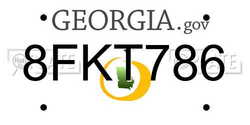8FKT786 Georgia License Plate
