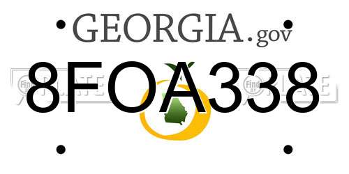 8FOA338 Georgia License Plate