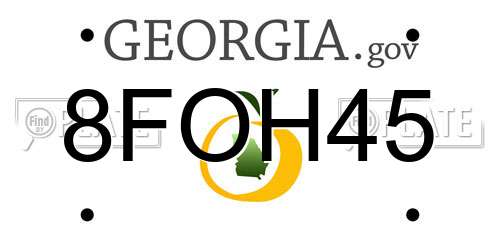 8FOH45 Georgia License Plate