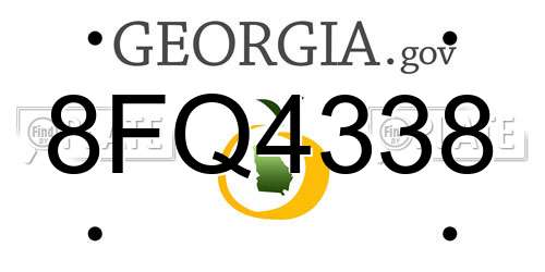 8FQ4338 Georgia License Plate