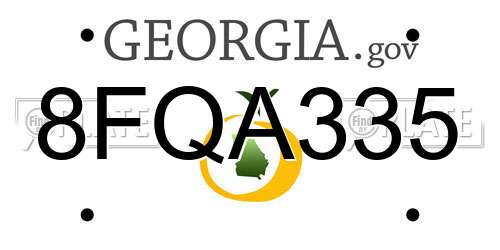 8FQA335 Georgia License Plate