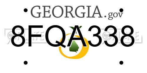 8FQA338 Georgia License Plate