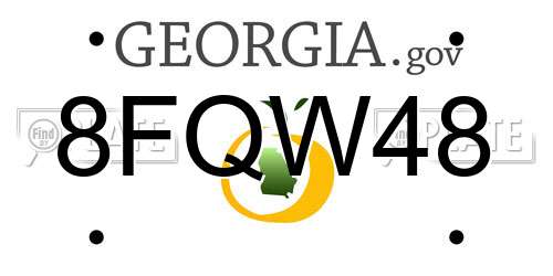 8FQW48 Georgia License Plate