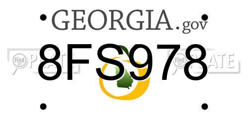 8FS978 Georgia License Plate