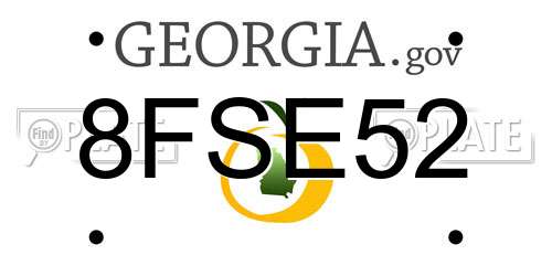8FSE52 Georgia License Plate