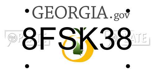 8FSK38 Georgia License Plate