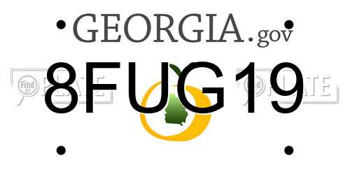 8FUG19 Georgia License Plate