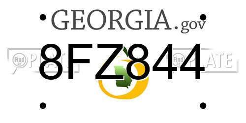 8FZ844 Georgia License Plate