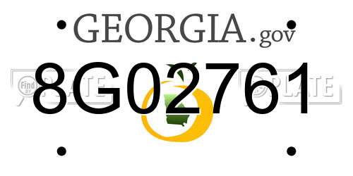 8G02761 Georgia License Plate