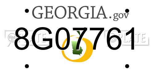 8G07761 Georgia License Plate