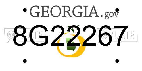 8G22267 Georgia License Plate