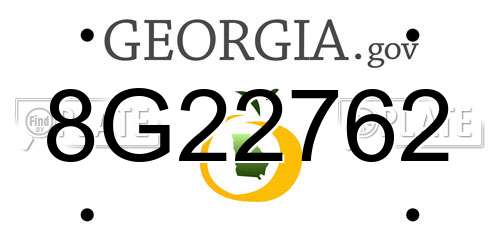 8G22762 Georgia License Plate