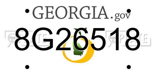 8G26518 Georgia License Plate