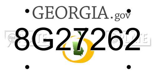 8G27262 Georgia License Plate