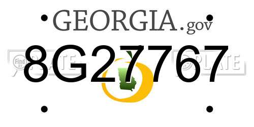 8G27767 Georgia License Plate