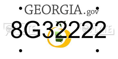 8G32222 Georgia License Plate