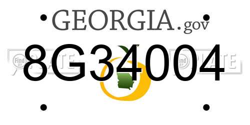8G34004 Georgia License Plate