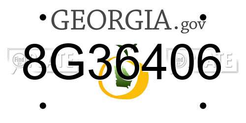 8G36406 Georgia License Plate