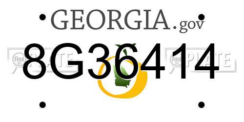 8G36414 Georgia License Plate