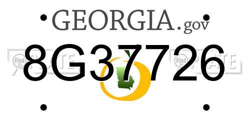 8G37726 Georgia License Plate