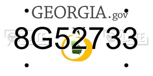 8G52733 Georgia License Plate