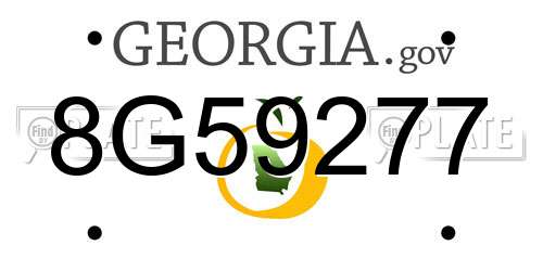 8G59277 Georgia License Plate