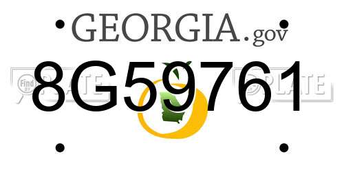 8G59761 Georgia License Plate