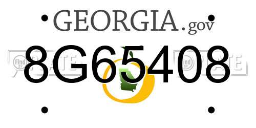 8G65408 Georgia License Plate