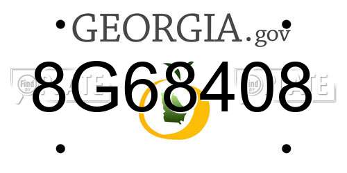 8G68408 Georgia License Plate