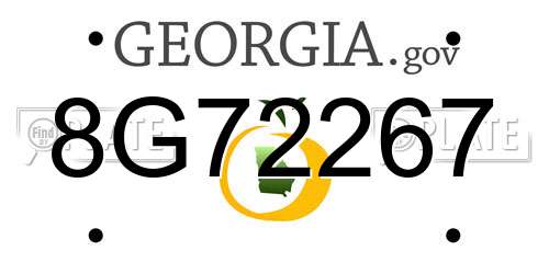 8G72267 Georgia License Plate