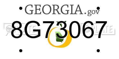 8G73067 Georgia License Plate