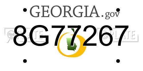 8G77267 Georgia License Plate