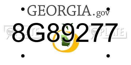 8G89277 Georgia License Plate