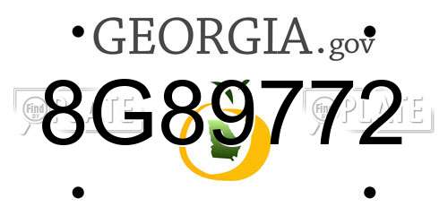 8G89772 Georgia License Plate