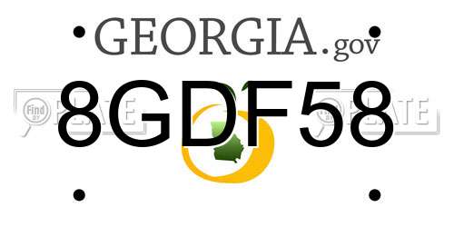 8GDF58 Georgia License Plate