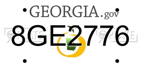 8GE2776 Georgia License Plate