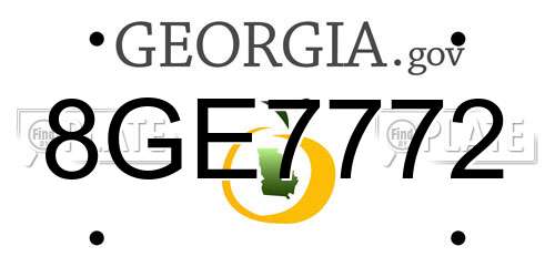 8GE7772 Georgia License Plate