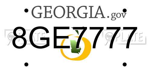 8GE7777 Georgia License Plate