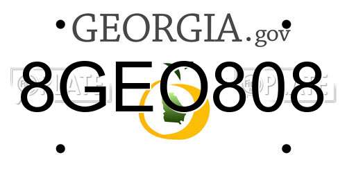 8GEO808 Georgia License Plate
