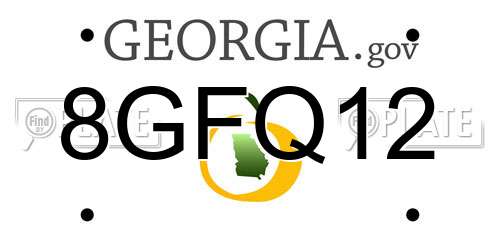 8GFQ12 Georgia License Plate