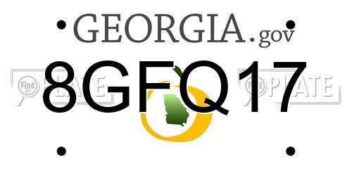 8GFQ17 Georgia License Plate